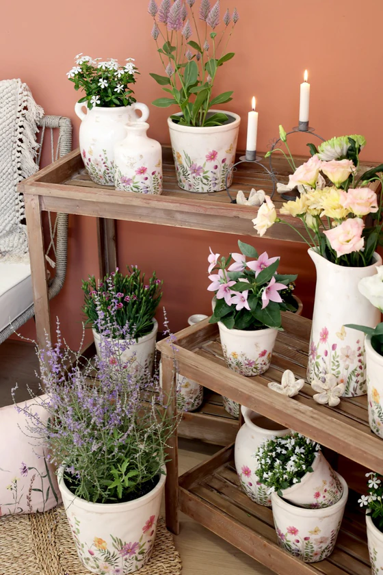 Dekorativer Blumentopf Creme Chic Antique Avignon Keramik