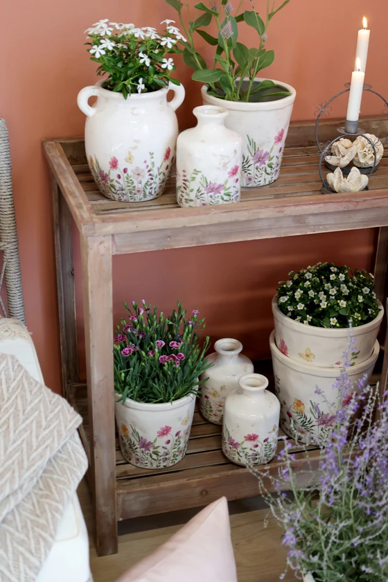 Dekorativer Blumentopf Creme Chic Antique Avignon Keramik