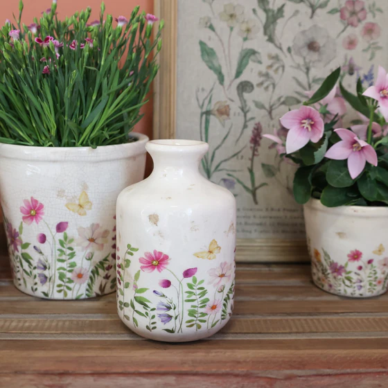 Dekorative Keramikflasche Chic Antique Avignon Creme Vintage