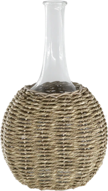 Dekorative Glasflasche Chic Antique Natur – Handgefertigtes Unikat