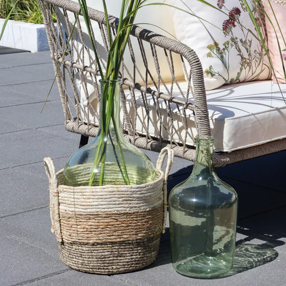 Dekorative Glasflasche Chic Antique Verte 37 cm – Mundgeblasen, Vintage