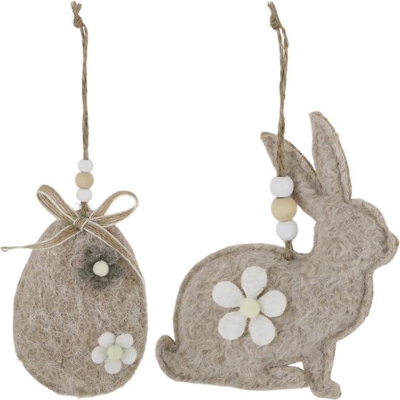 Dekorationsanhänger Ostern Chic Antique Filz Set Kaninchen Ei