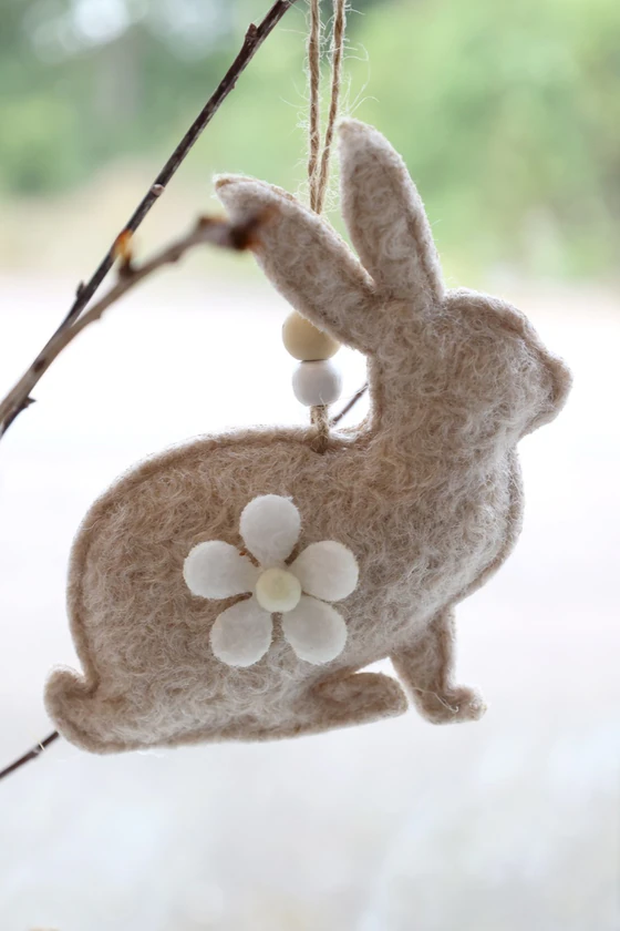 Dekorationsanhänger Ostern Chic Antique Filz Set Kaninchen Ei