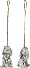 Dekorative Anhänger Chic Antique Kaninchen Set 2 antik-silber