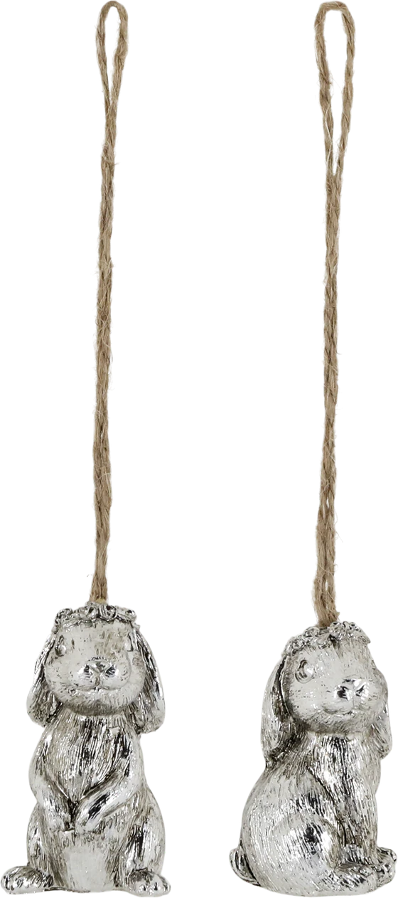 Dekorative Anhänger Chic Antique Kaninchen Set 2 antik-silber