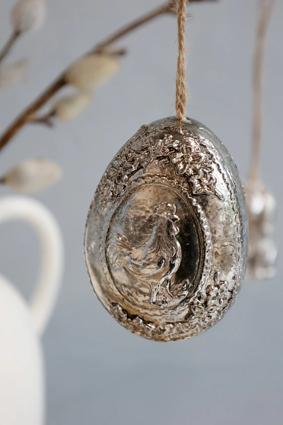 Dekoratives Aufhänge-Osterei-Set Chic Antique antik silber