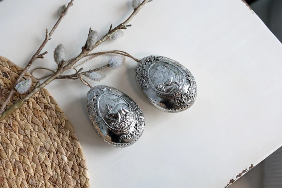Dekoratives Aufhänge-Osterei-Set Chic Antique antik silber