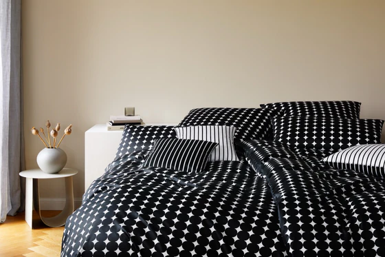 Bettwäsche-Garnitur Elegante Bubbles Schwarz-Weiß Baumwolle