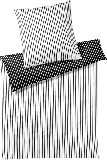 Bettwäsche-Garnitur Elegante Lined-24563-9 Schwarz-Weiß Baumwolle