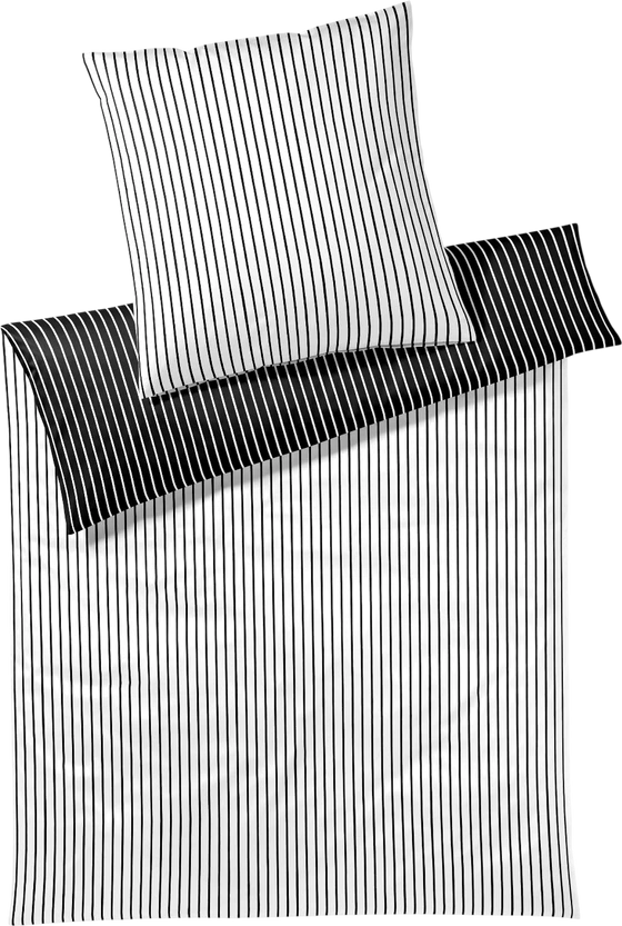 Bettwäsche-Garnitur Elegante Lined-24563-9 Schwarz-Weiß Baumwolle