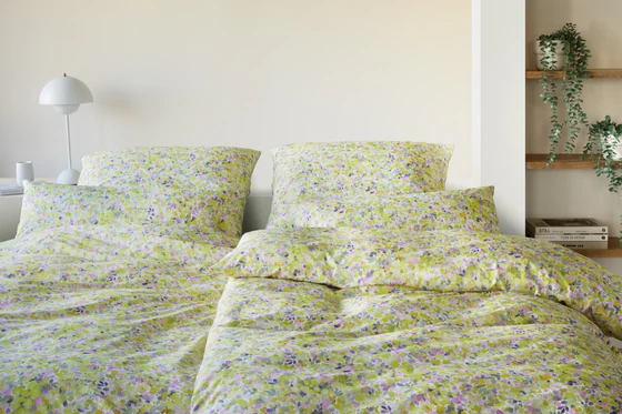 Bettwäsche-Garnitur Mimosa-24566-4 Apfelgrün Elegante Mako-Satin