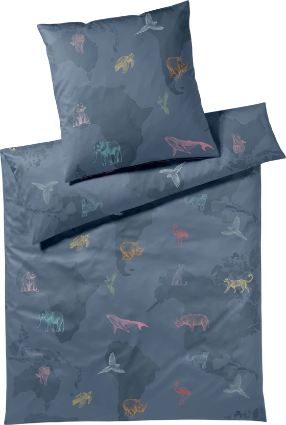 Bettwäsche-Garnitur Elegante Explorer-24570-2 Ozeanblau Baumwolle