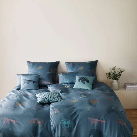 Bettwäsche-Garnitur Elegante Explorer-24570-2 Ozeanblau Baumwolle
