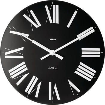 Wanduhr Alessi Firenze-12 B Schwarz – Geräuscharmes Quarzwerk