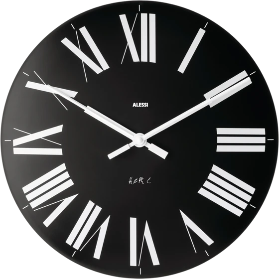 Wanduhr Alessi Firenze-12 B Schwarz – Geräuscharmes Quarzwerk