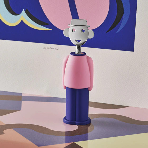 Korkenzieher Alessi AM23 PAZ – Ikonisches Design in Rosa-Blau
