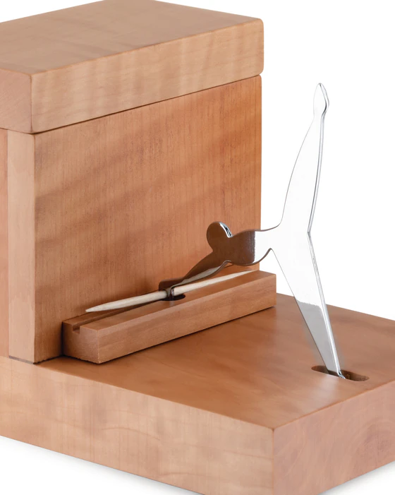 Zahnstocherbehälter Alessi CO1369 Edelstahl Birnbaumholz