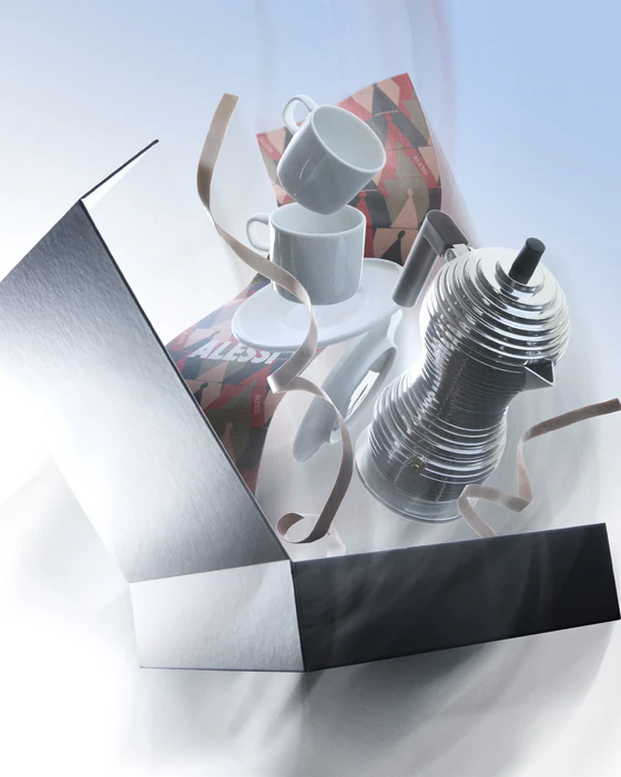 Espressokocher Alessi Pulcina MDL02/6 B 6 Tassen Aluminium