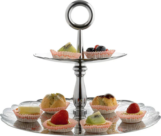 Etagere Alessi Dressed-MW52/3 – Edelstahl mit Reliefdekor