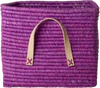 Quadratischer Aufbewahrungskorb Raffia Ledergriffe Rice by Rice - Raffia Square Basket with Leather Handles - Prune