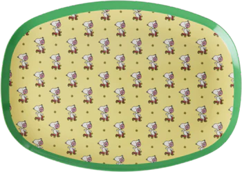 Rechteckiger Teller Rice by Rice Gelb Snoopy Melamin robust