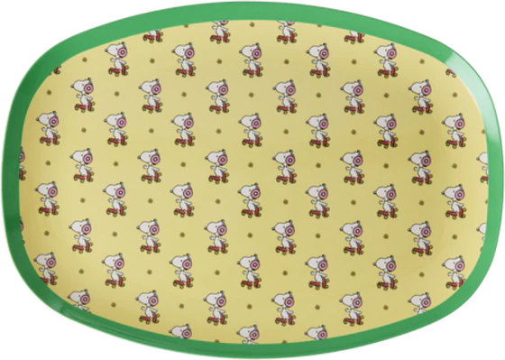 Rechteckiger Teller Rice by Rice Gelb Snoopy Melamin robust