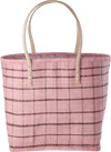 Handtasche Raffia Soft Pink Brown Checks – Rice by Rice