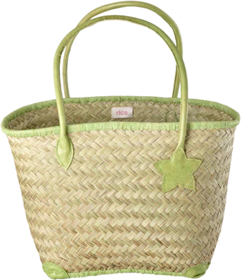 Handgefertigte Tragetasche Rice by Rice Raffia Grün Groß