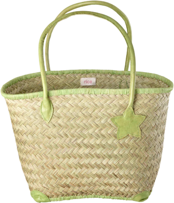 Handgefertigte Tragetasche Rice by Rice Raffia Grün Groß