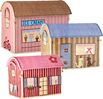 Set aus drei Spielzeugkörben Rice by Rice Raffia Paris-Motiv