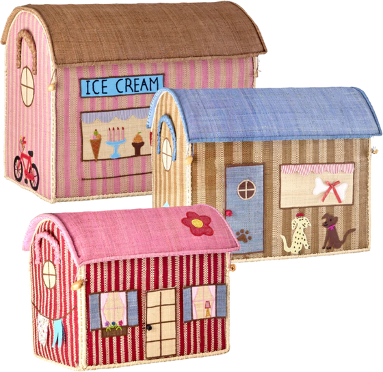 Set aus drei Spielzeugkörben Rice by Rice Raffia Paris-Motiv