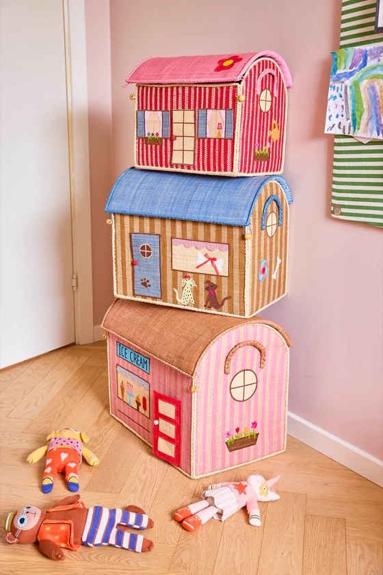 Set aus drei Spielzeugkörben Rice by Rice Raffia Paris-Motiv