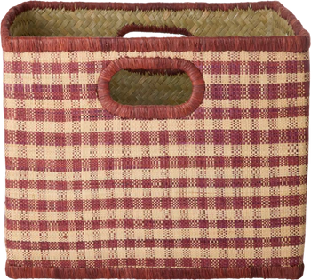 Aufbewahrungskorb Raffia Brown Checks Rice by Rice – Groß, Unikat