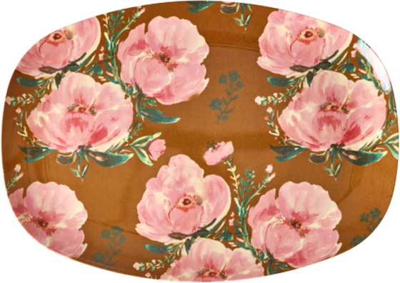 Rechteckiger Servierteller Melamin Rice by Rice Floral Rose