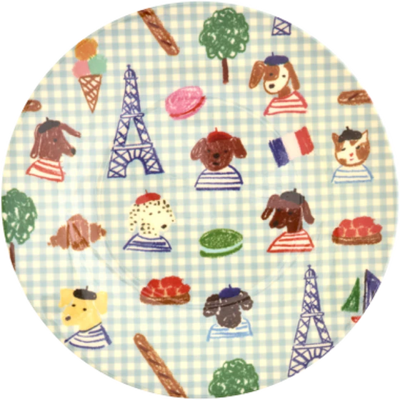 Runder Beistellteller Melamin Rice by Rice – Blue Kids Print