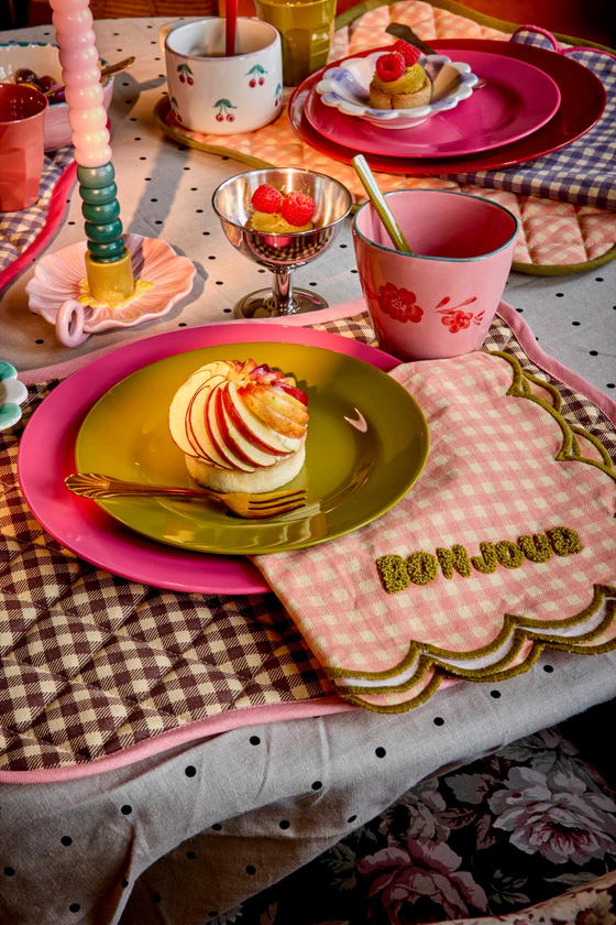 Gestepptes Platzset Rice by Rice Pretty Pink Baumwolle
